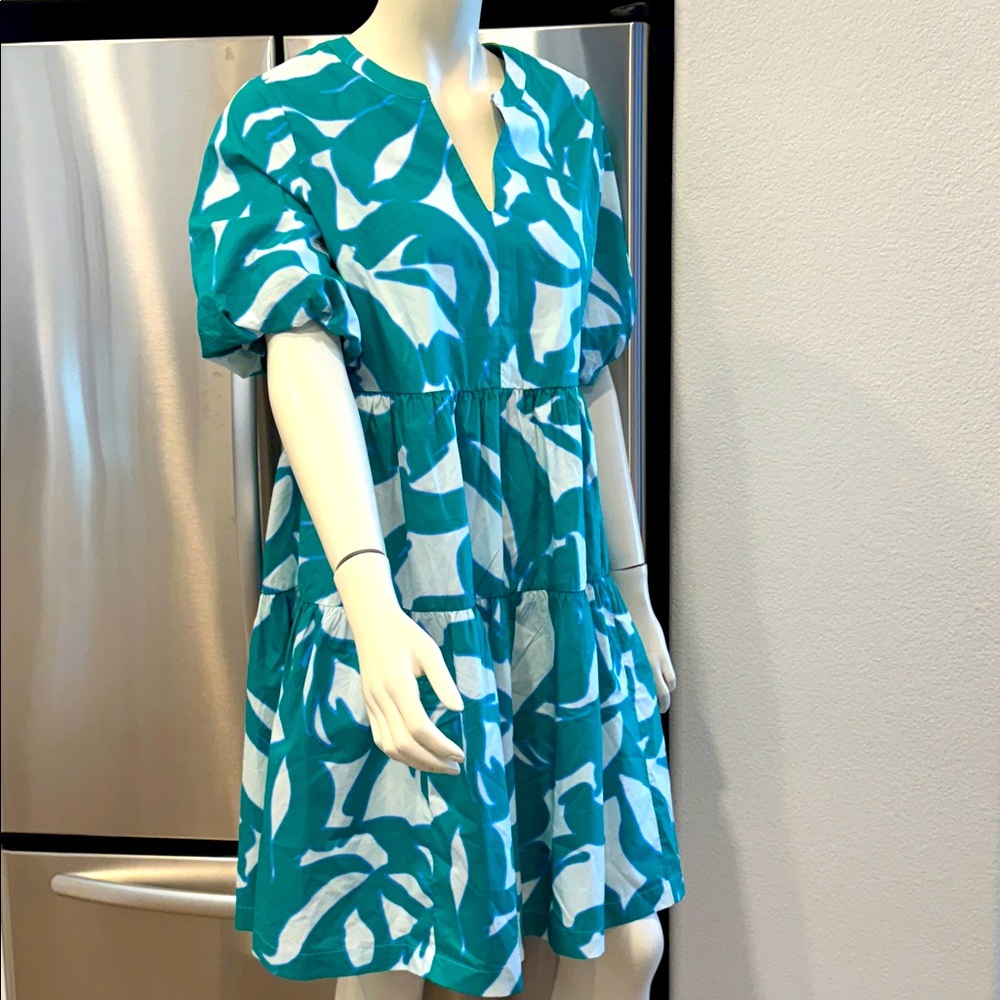 Chico's Dress - Green Leaf Print Poplin Dress M